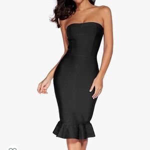 NWT- Black Bandage Midi Strapless Dress